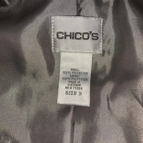 Chico's Animal Intuition Beckey Gray Cream Lightweight Blazer Jacket Sz 3 XL - Picture 5 of 10